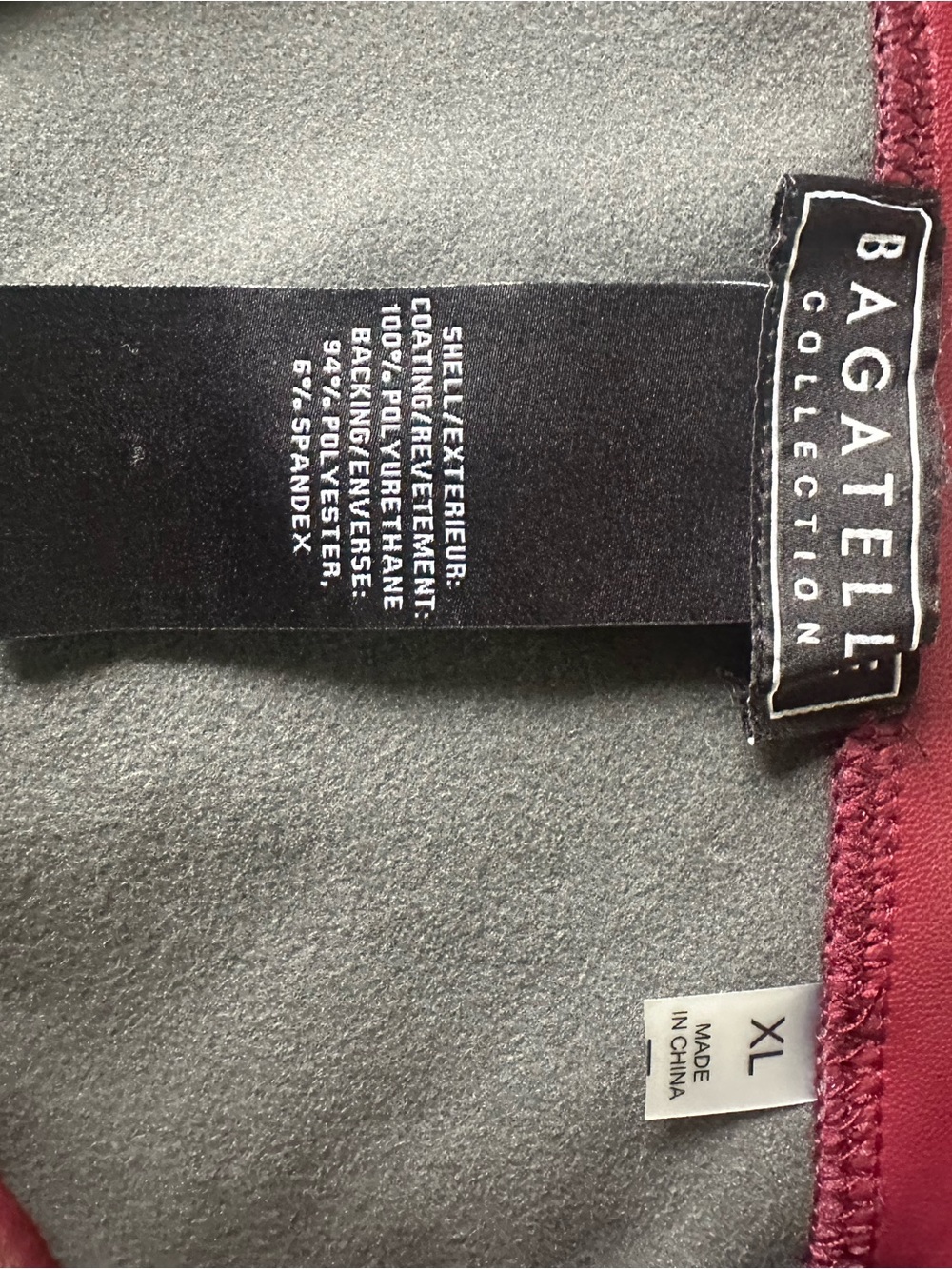 Bagatelle Women's Pant in Burgundy and Gray Lining